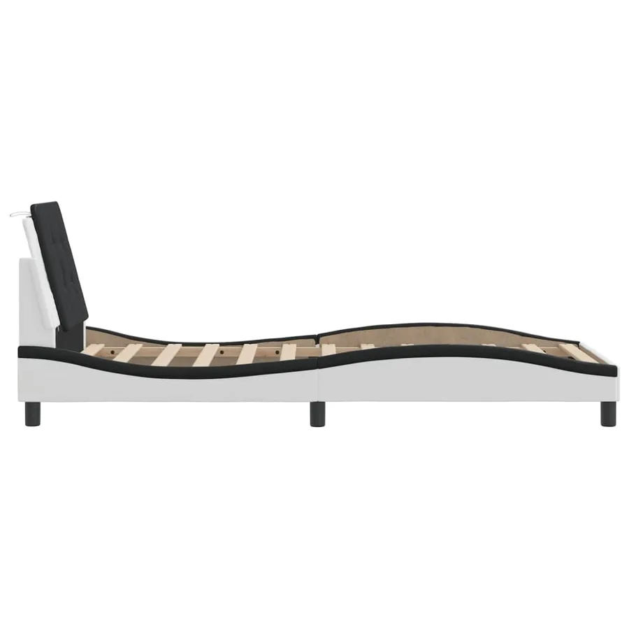Cadre de lit avec LED sans matelas Zadar blanc et noir 80x200 cm - 9
