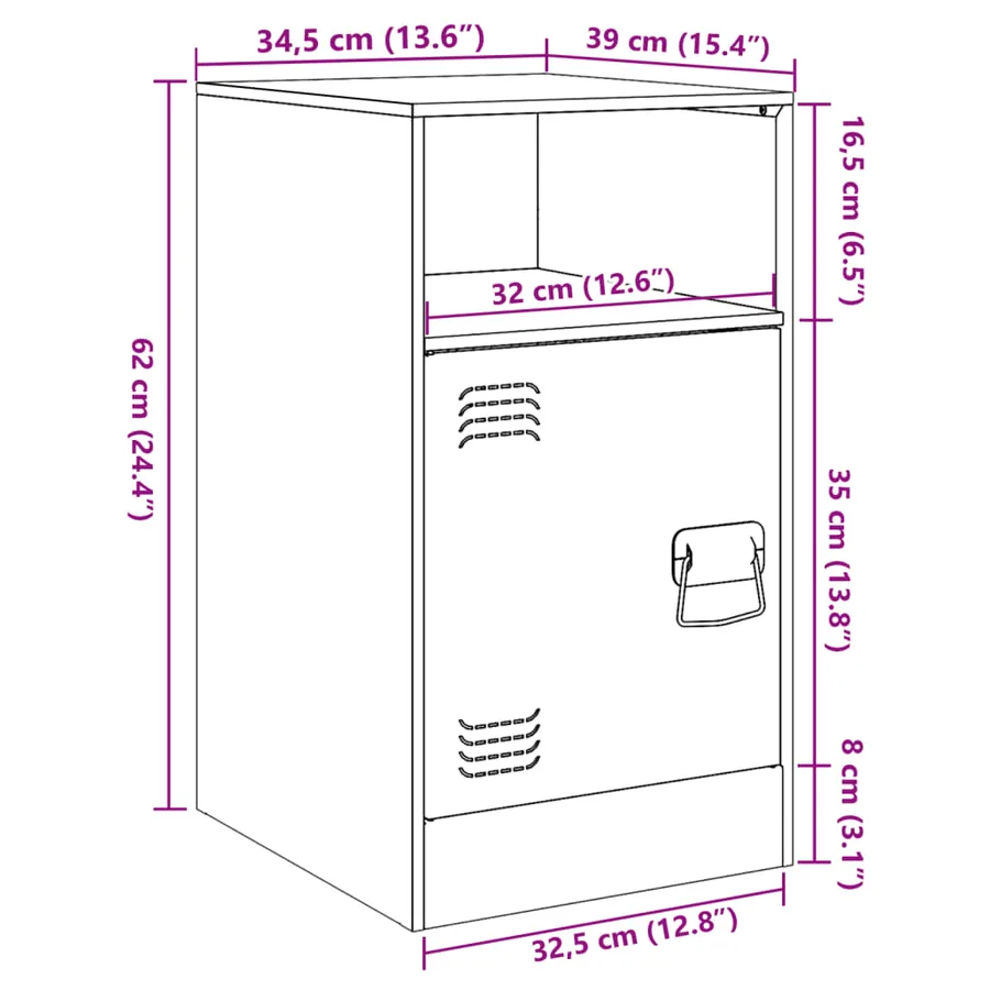 Table de chevet blanc 34,5x39x62 cm acier - 13