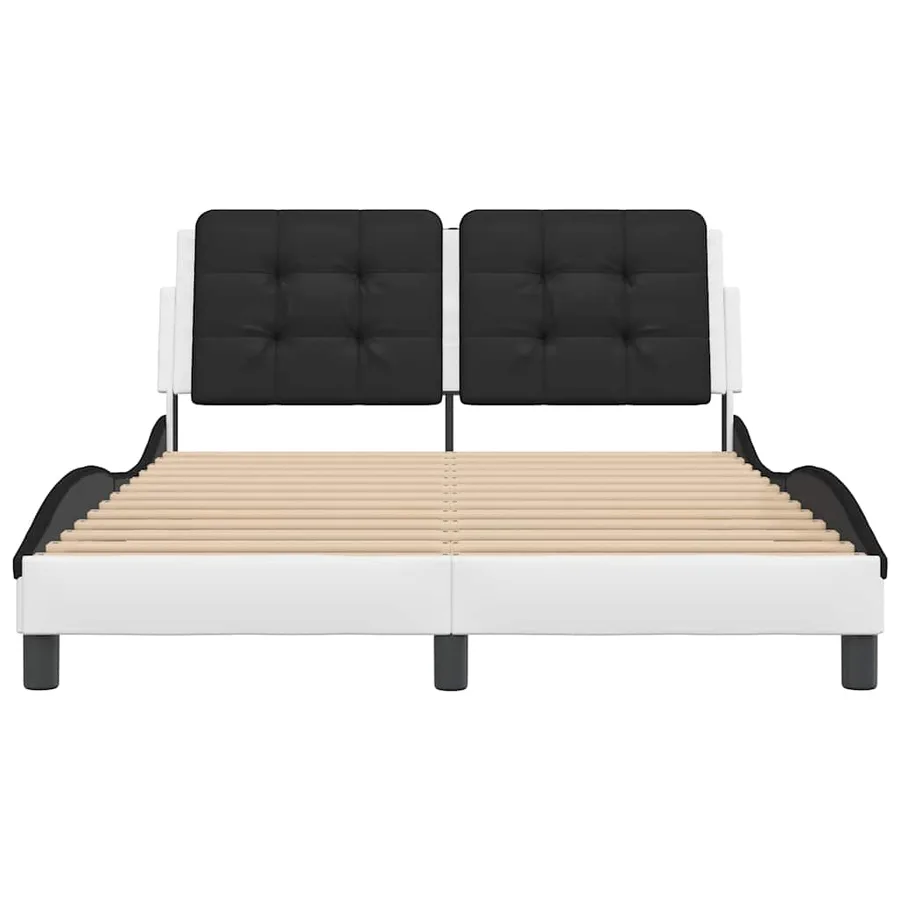 Cadre de lit sans matelas Zadar blanc et noir 140x200 cm similicuir - 4