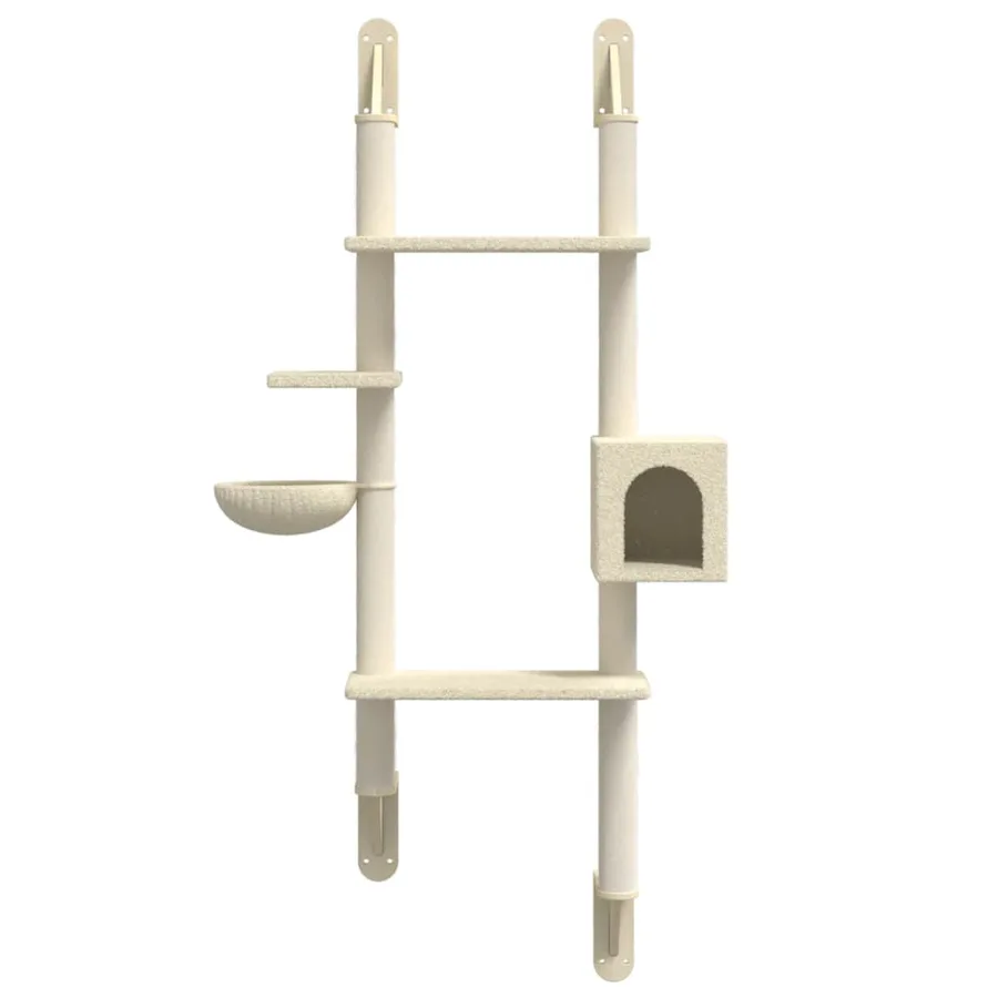 Arbre à chat mural avec griffoir crème 180 cm - 4