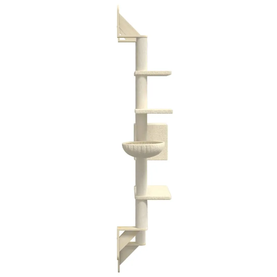 Arbre à chat mural avec griffoir crème 180 cm - 5