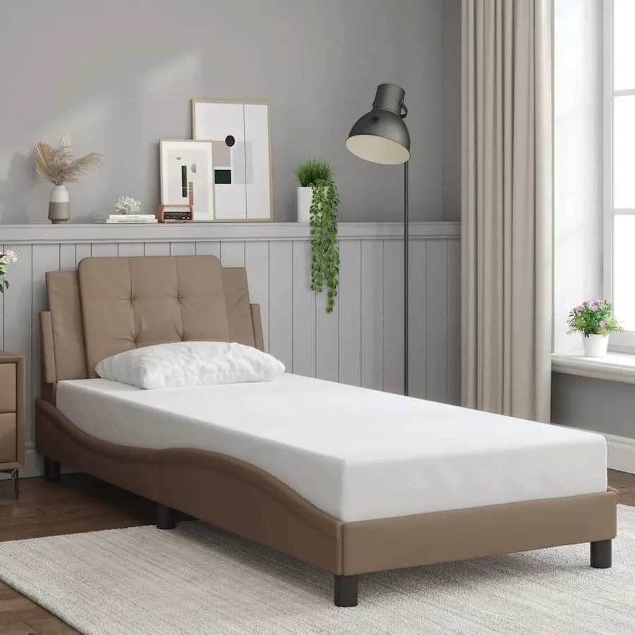 Cadre de lit sans matelas Zadar cappuccino 80x200 cm similicuir