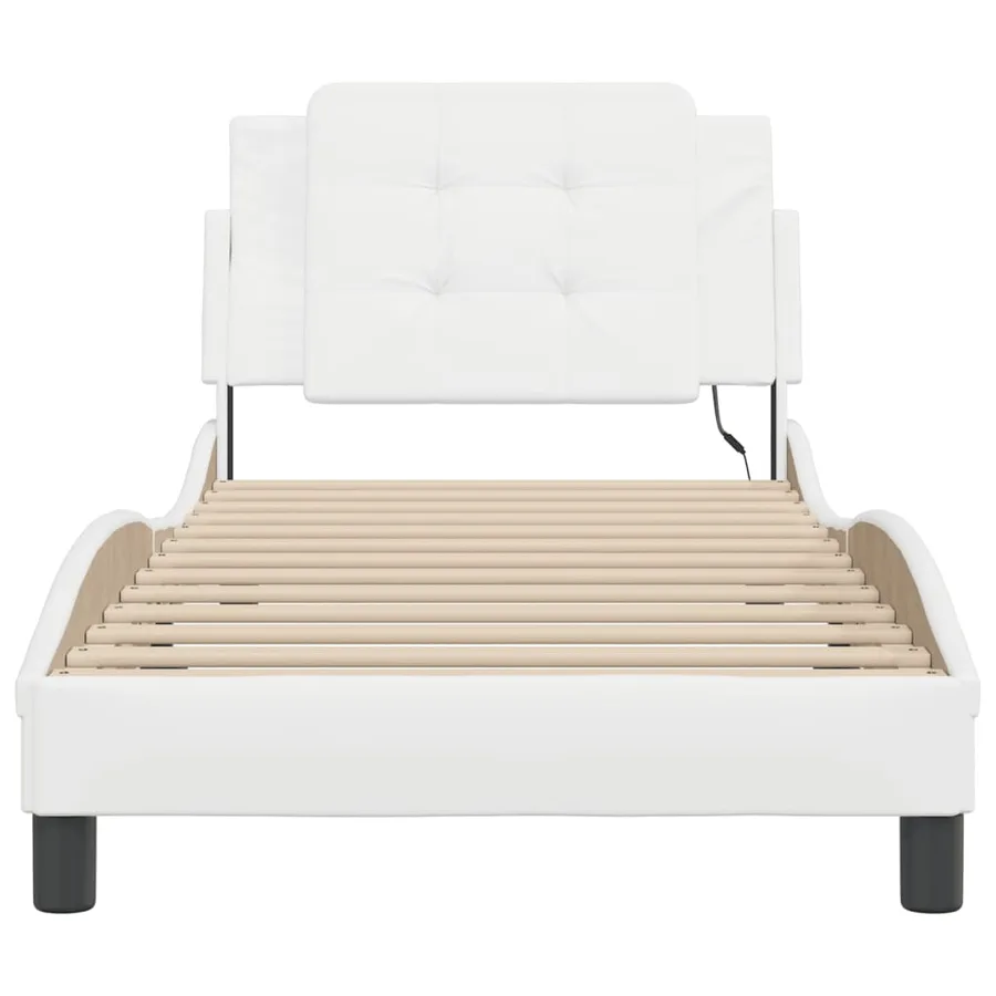 Cadre de lit avec LED sans matelas Zadar blanc 80x200 cm - 6