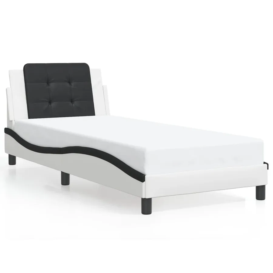 Cadre de lit avec LED sans matelas Zadar blanc et noir 90x190 cm - 5