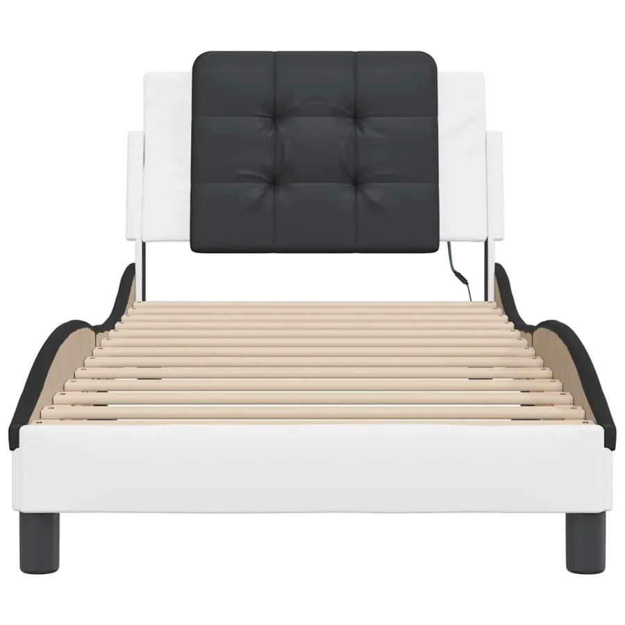 Cadre de lit avec LED sans matelas Zadar blanc et noir 90x190 cm - 6