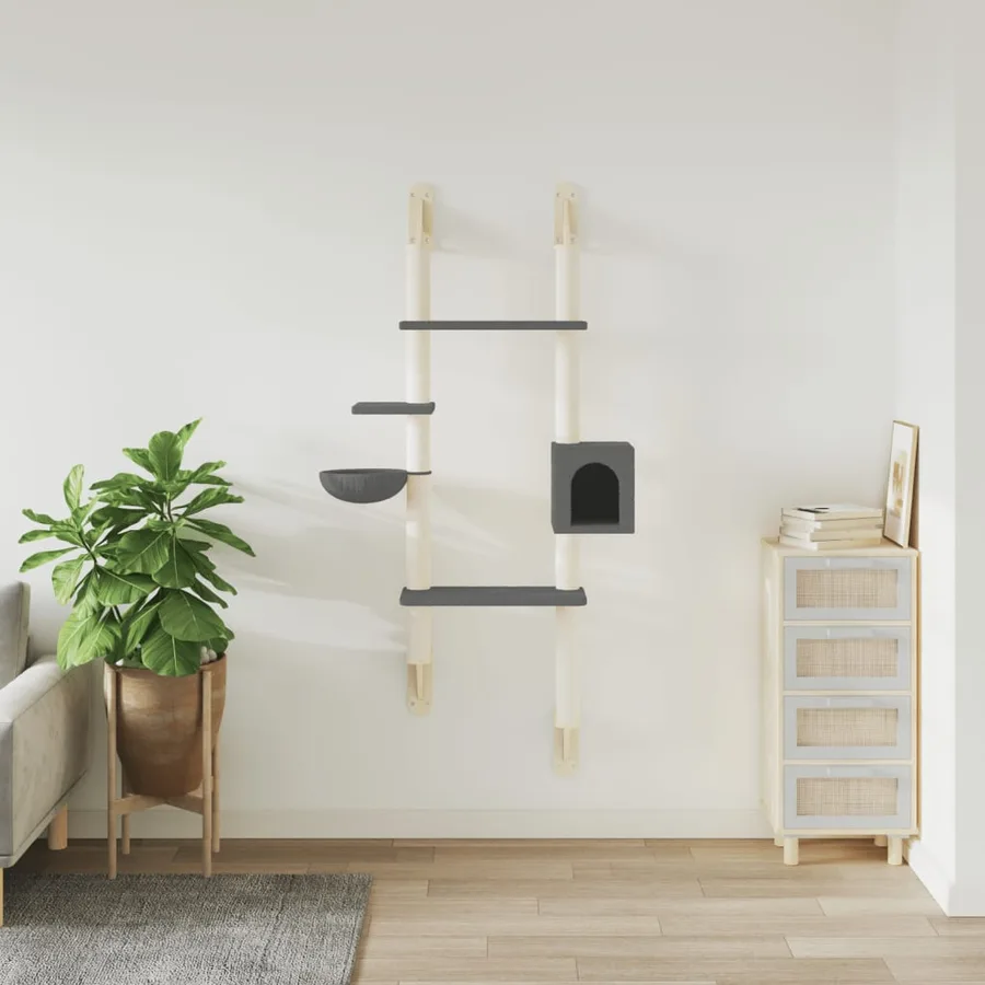 Arbre à chat mural avec griffoir gris foncé 180 cm - 3