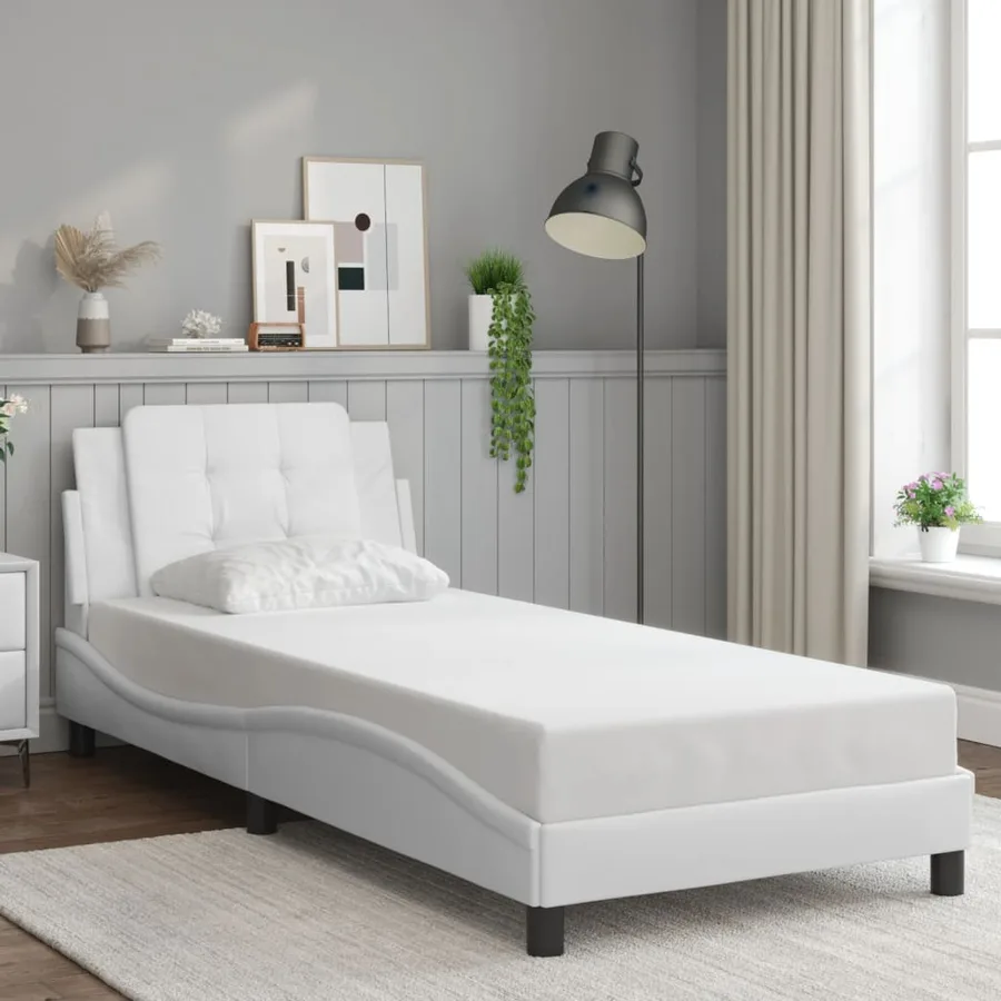 Cadre de lit avec LED sans matelas Zadar blanc 90x190 cm - 4