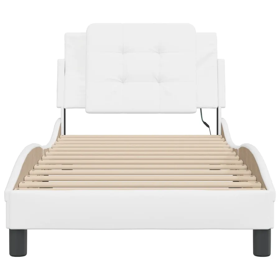Cadre de lit avec LED sans matelas Zadar blanc 90x190 cm - 6