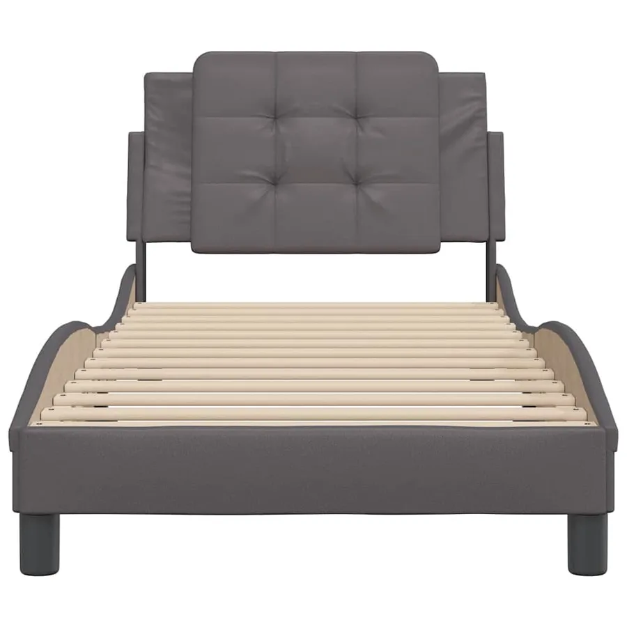 Cadre de lit sans matelas Zadar gris 90x190 cm similicuir - 4