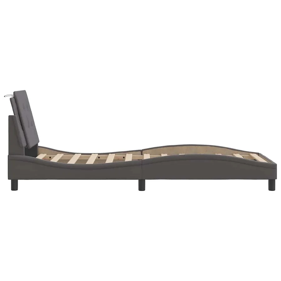 Cadre de lit sans matelas Zadar gris 90x190 cm similicuir - 5