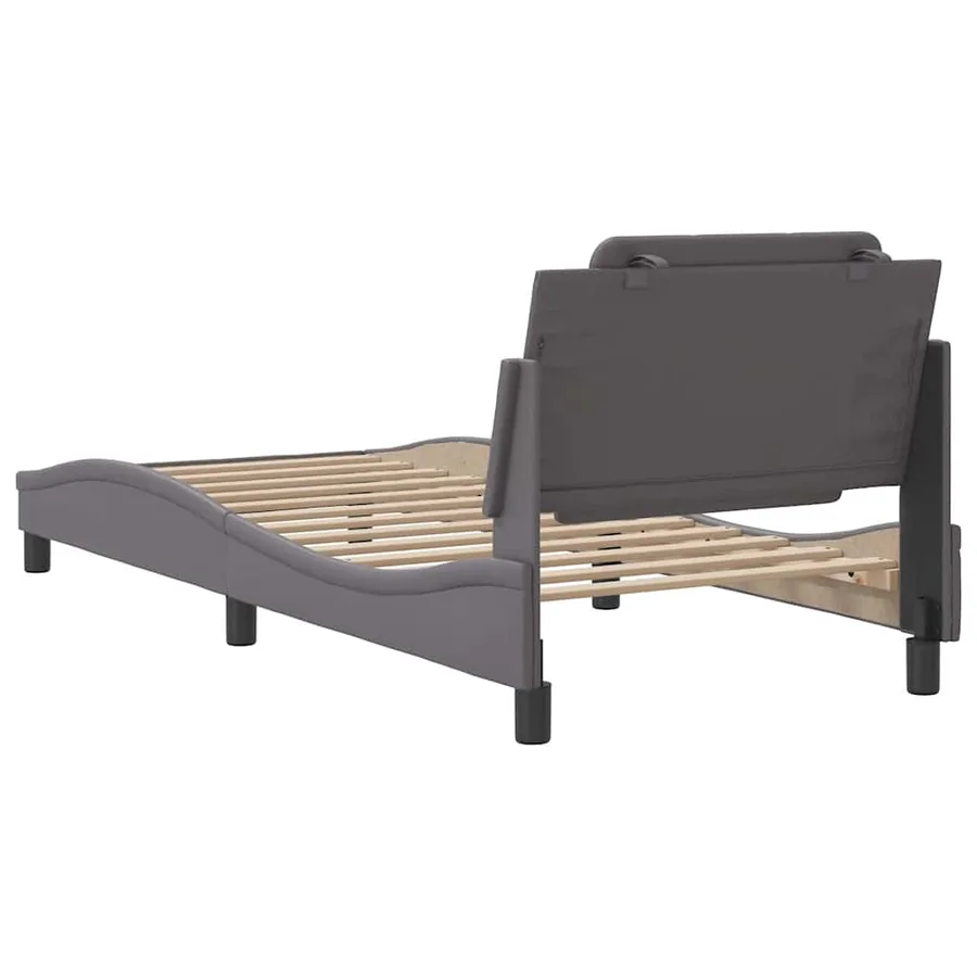 Cadre de lit sans matelas Zadar gris 90x200 cm similicuir - 6