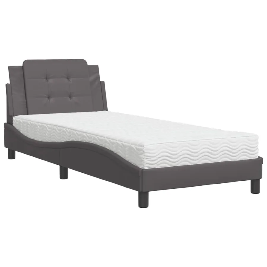 Cadre de lit sans matelas Zadar gris 90x190 cm similicuir - 2