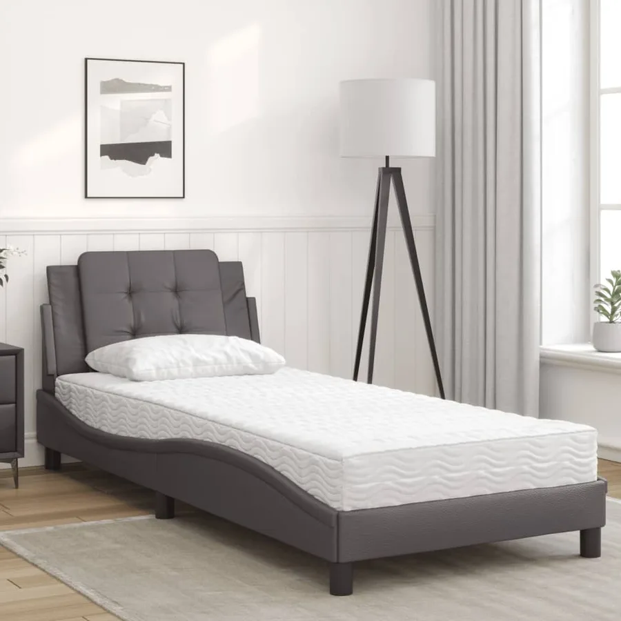 Cadre de lit sans matelas Zadar gris 90x190 cm similicuir - 3