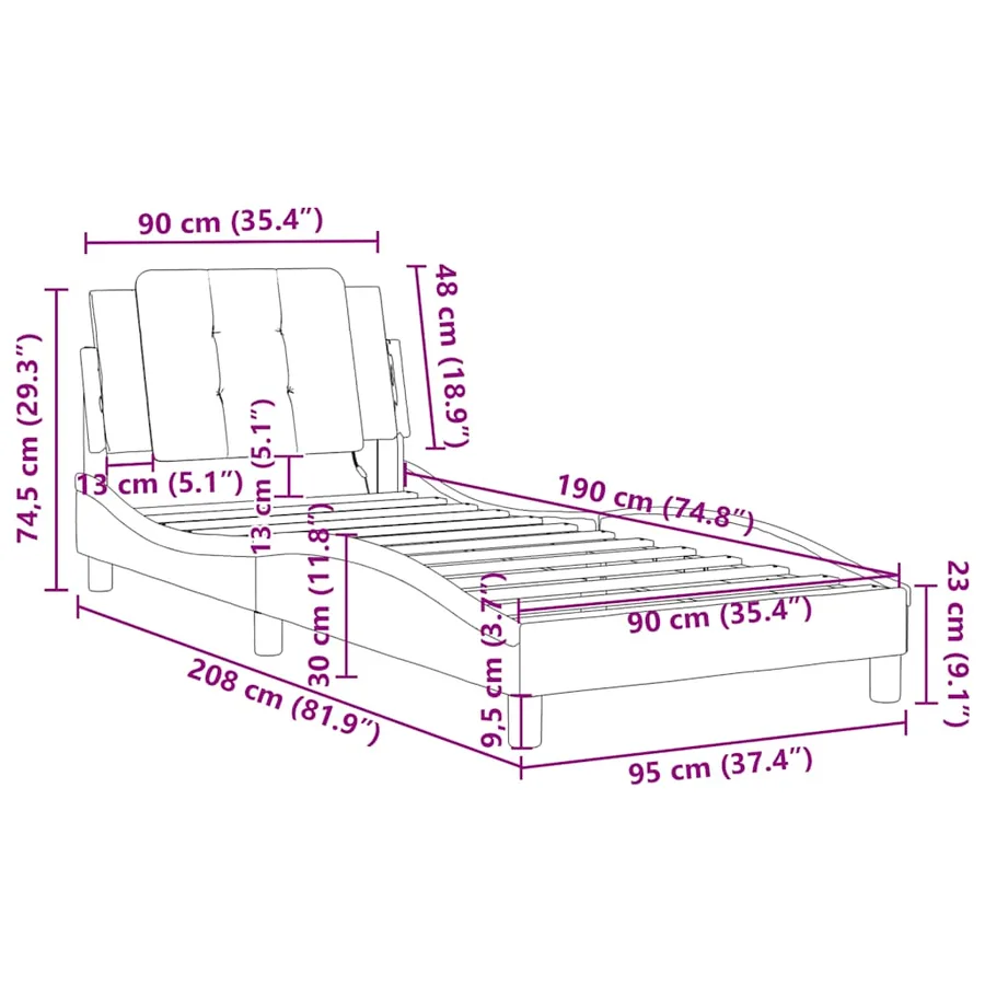Cadre de lit sans matelas Zadar blanc 90x190 cm similicuir - 12