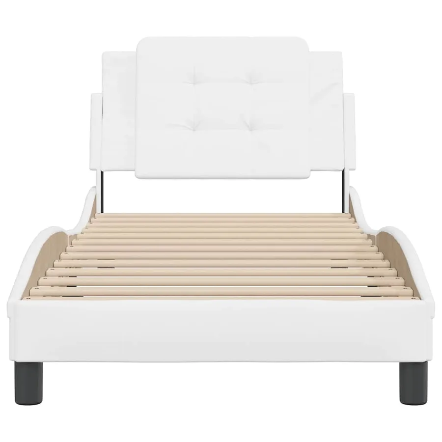 Cadre de lit sans matelas Zadar blanc 90x190 cm similicuir - 4