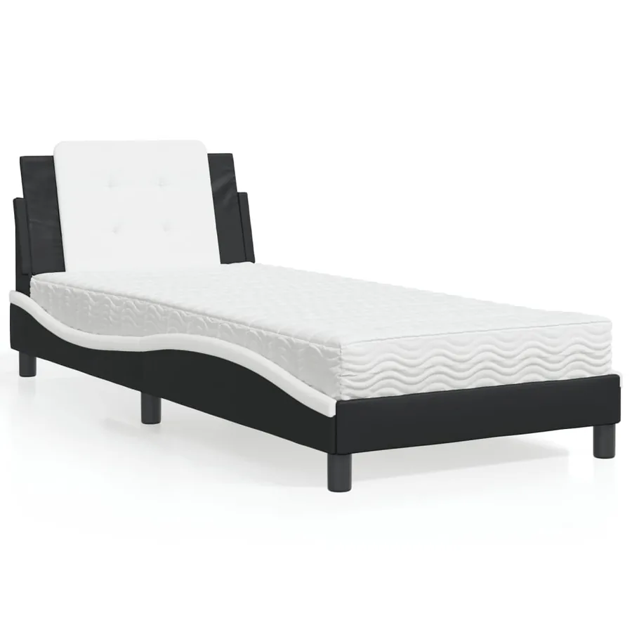 Cadre de lit sans matelas Zadar noir et blanc 80x200 cm similicuir