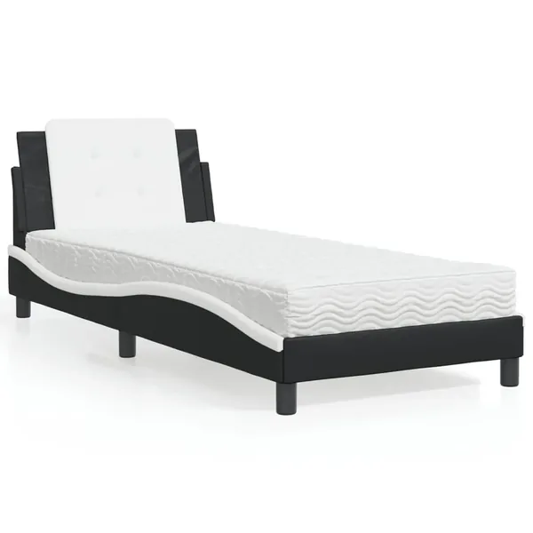 Cadre de lit sans matelas Zadar noir et blanc 80x200 cm similicuir