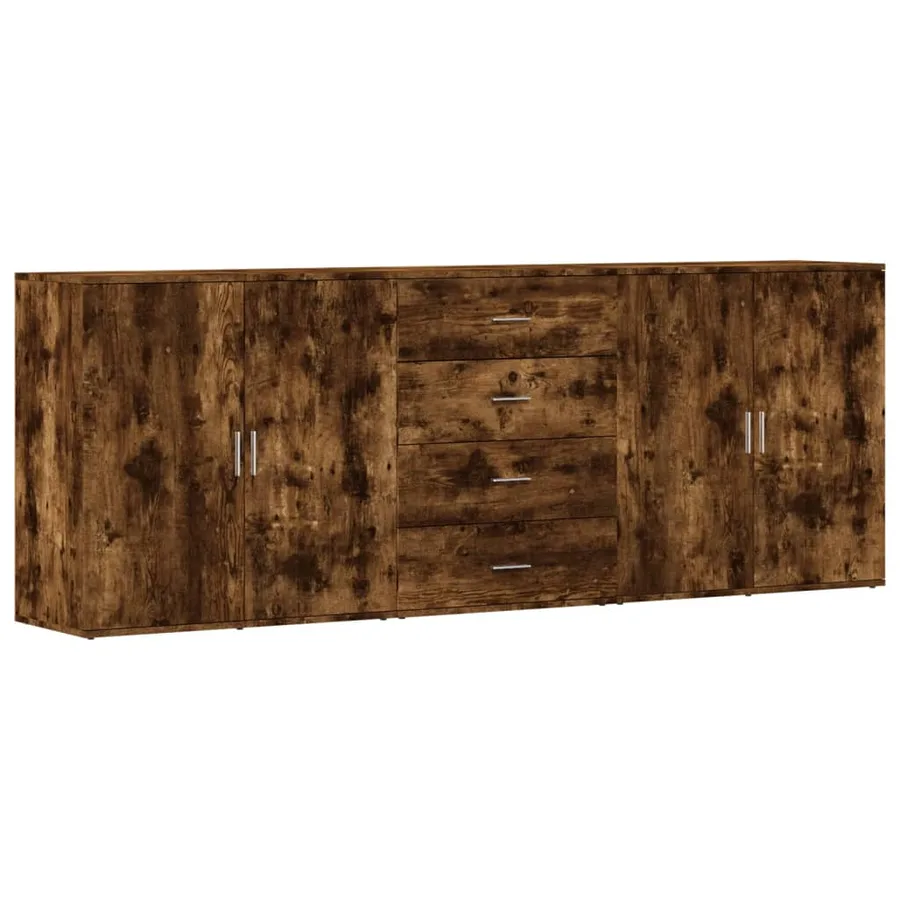 Buffets 3 pcs Chêne fumé Bois d'ingénierie - 2