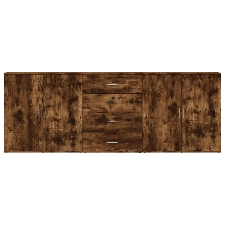 Buffets 3 pcs Chêne fumé Bois d'ingénierie - 4