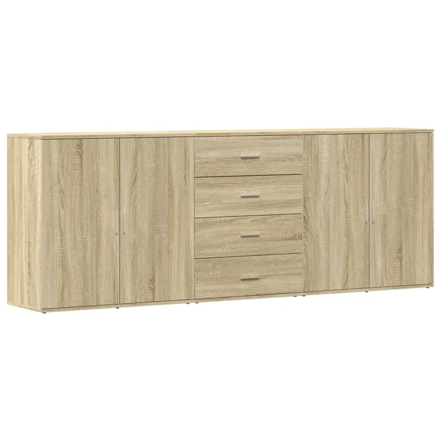 Buffets 3 pcs Chêne sonoma Bois d'ingénierie - 2