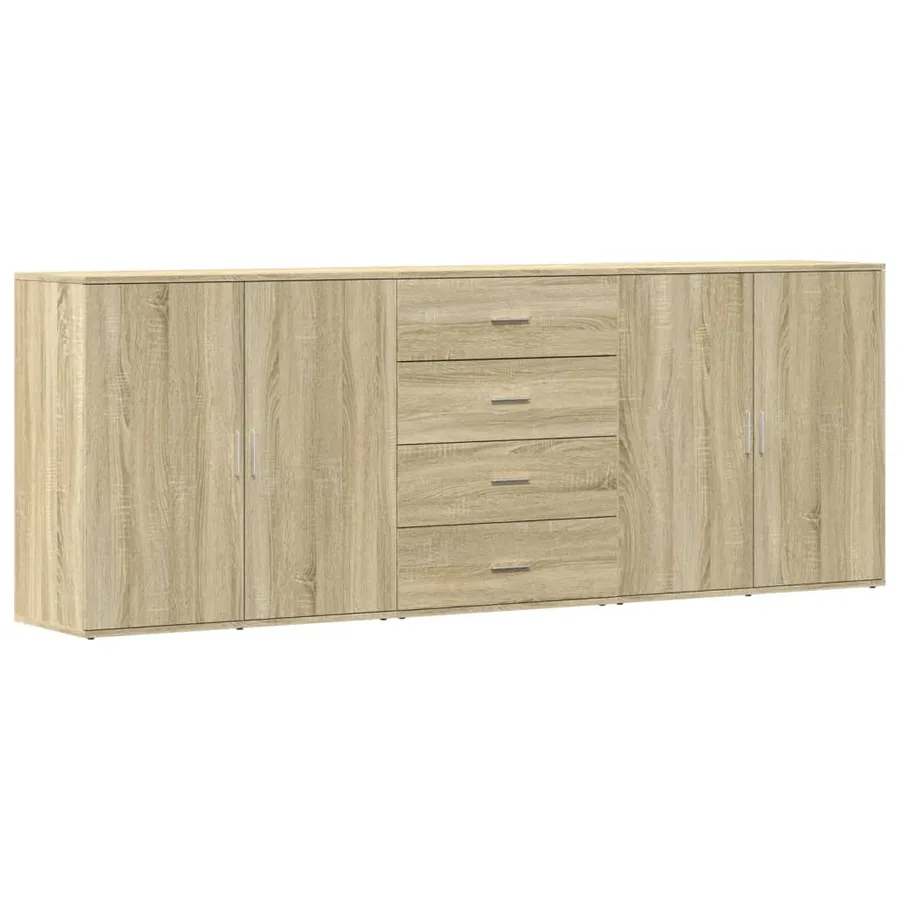 Buffets 3 pcs Chêne sonoma Bois d'ingénierie - 4