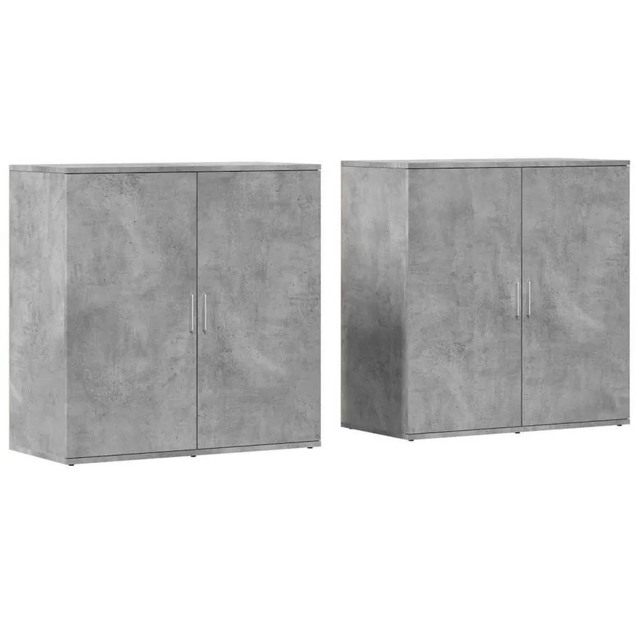 Buffets 2 pcs gris béton 79x38x80 cm bois d'ingénierie - 2