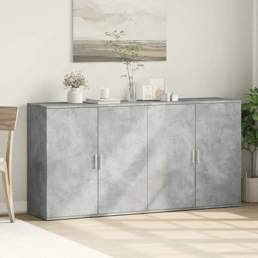 Buffets 2 pcs gris béton 79x38x80 cm bois d'ingénierie - 3