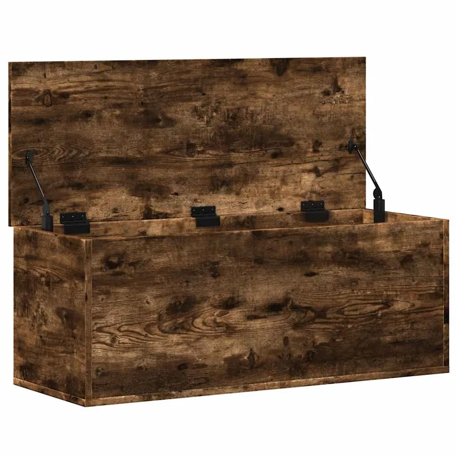 Boîte de rangement chêne fumé 90x35x35 cm bois d'ingénierie - 7