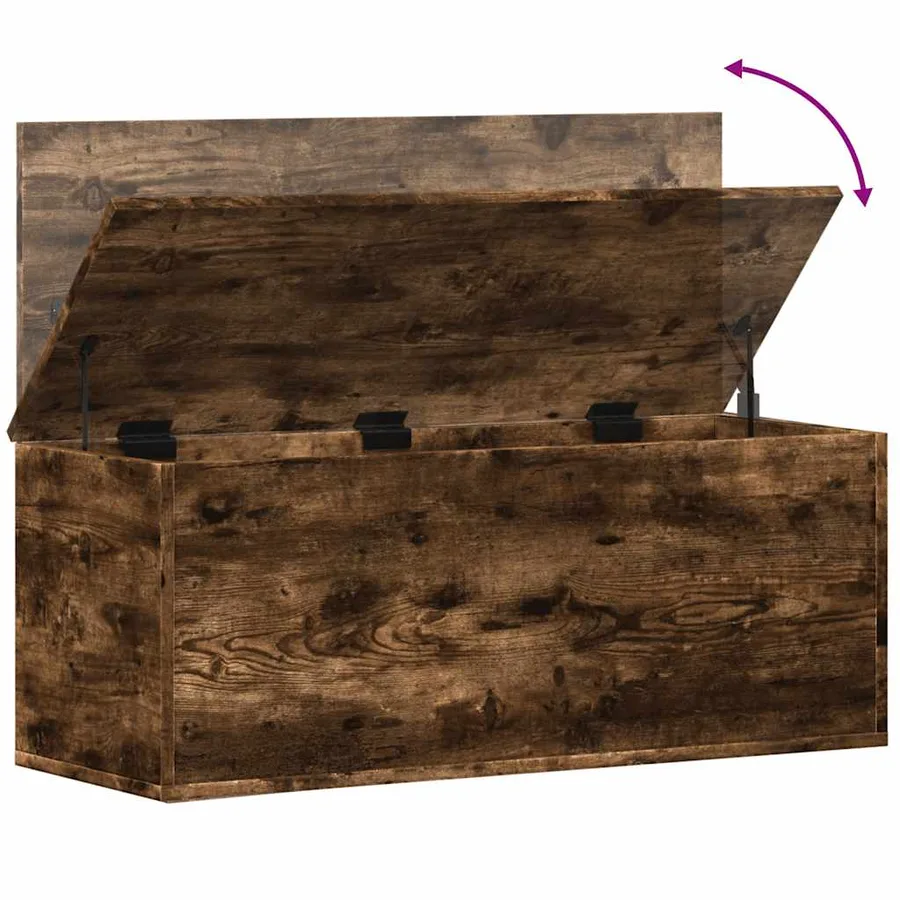 Boîte de rangement chêne fumé 90x35x35 cm bois d'ingénierie - 8
