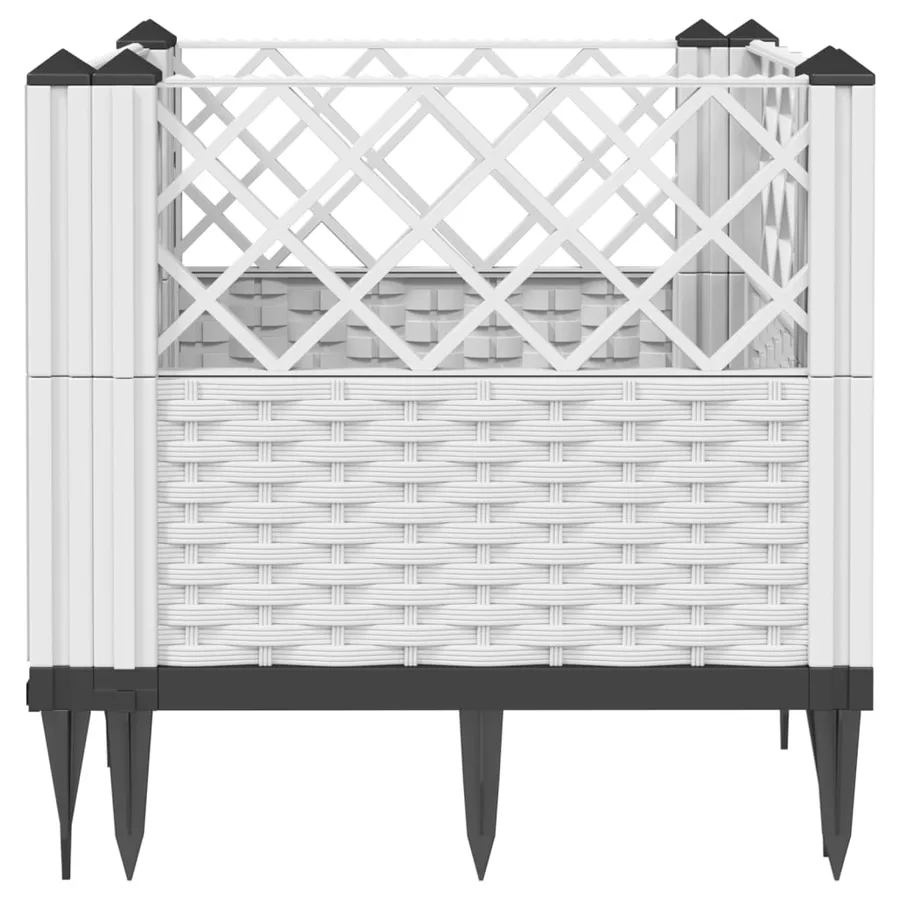 Jardinière avec piquets blanc 43,5x43,5x43,5 cm PP - 4