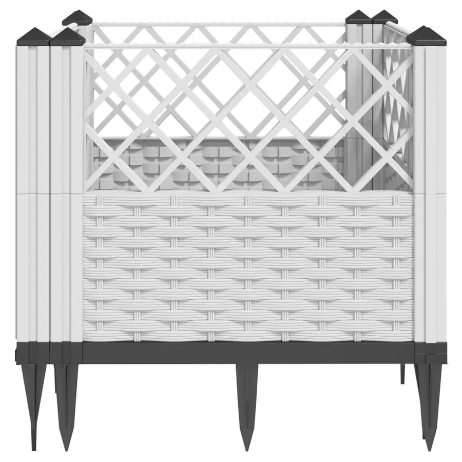 Jardinière avec piquets blanc 43,5x43,5x43,5 cm PP - 5