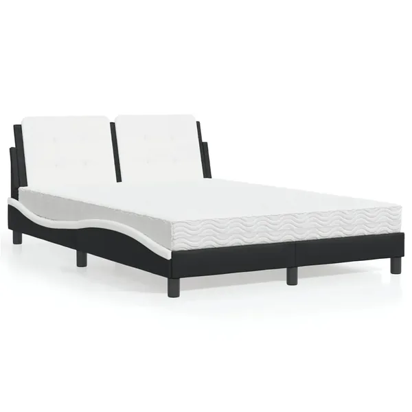 Cadre de lit sans matelas Zadar noir et blanc 120x200 cm similicuir
