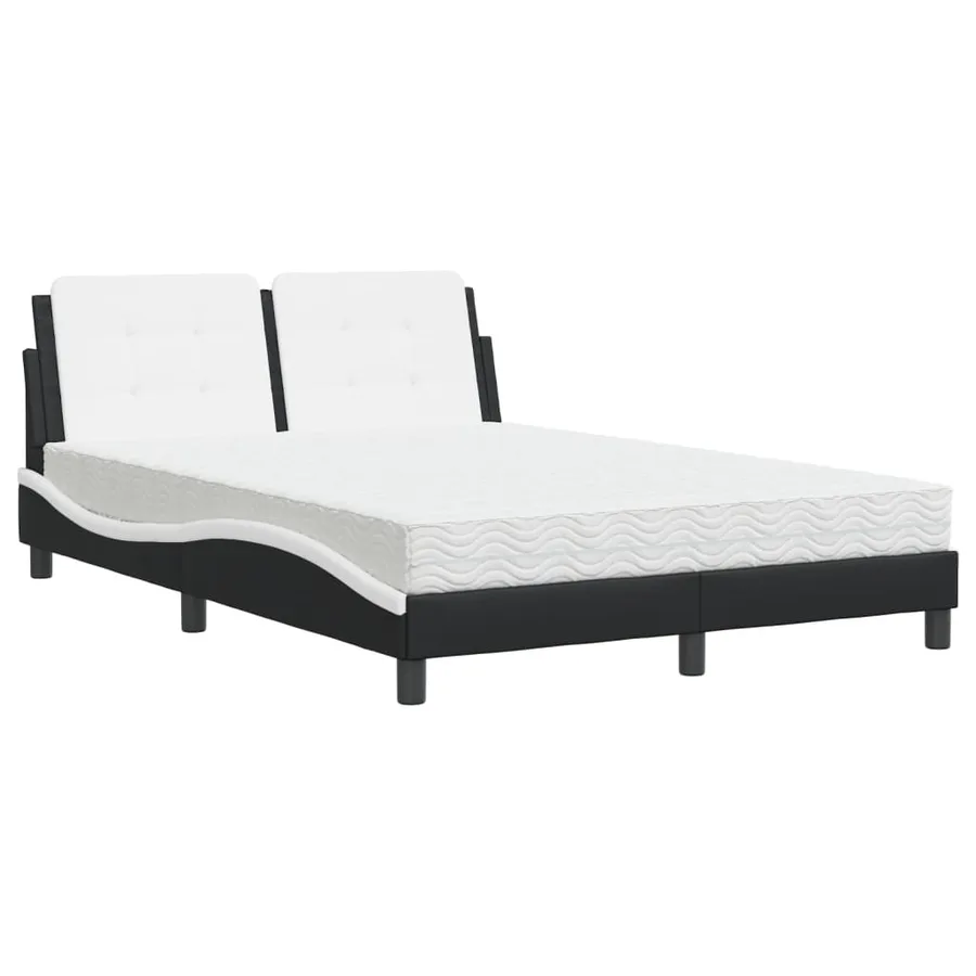 Cadre de lit sans matelas Zadar noir et blanc 120x200 cm similicuir - 2