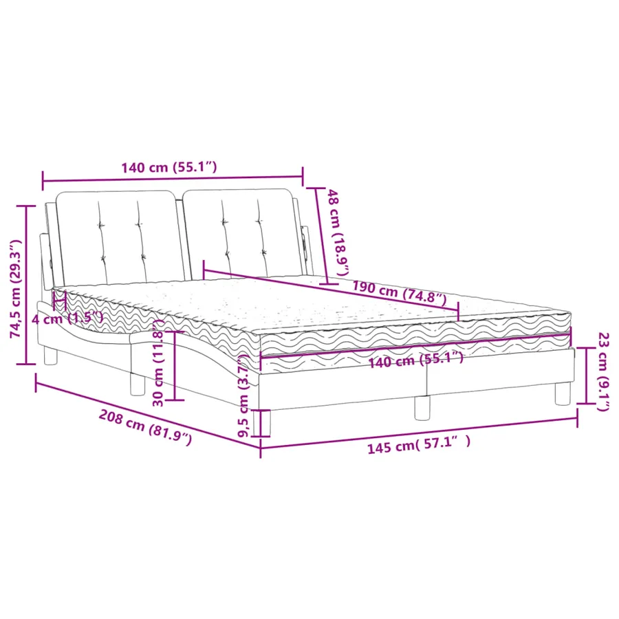 Cadre de lit sans matelas Zadar blanc 140x190 cm similicuir - 11