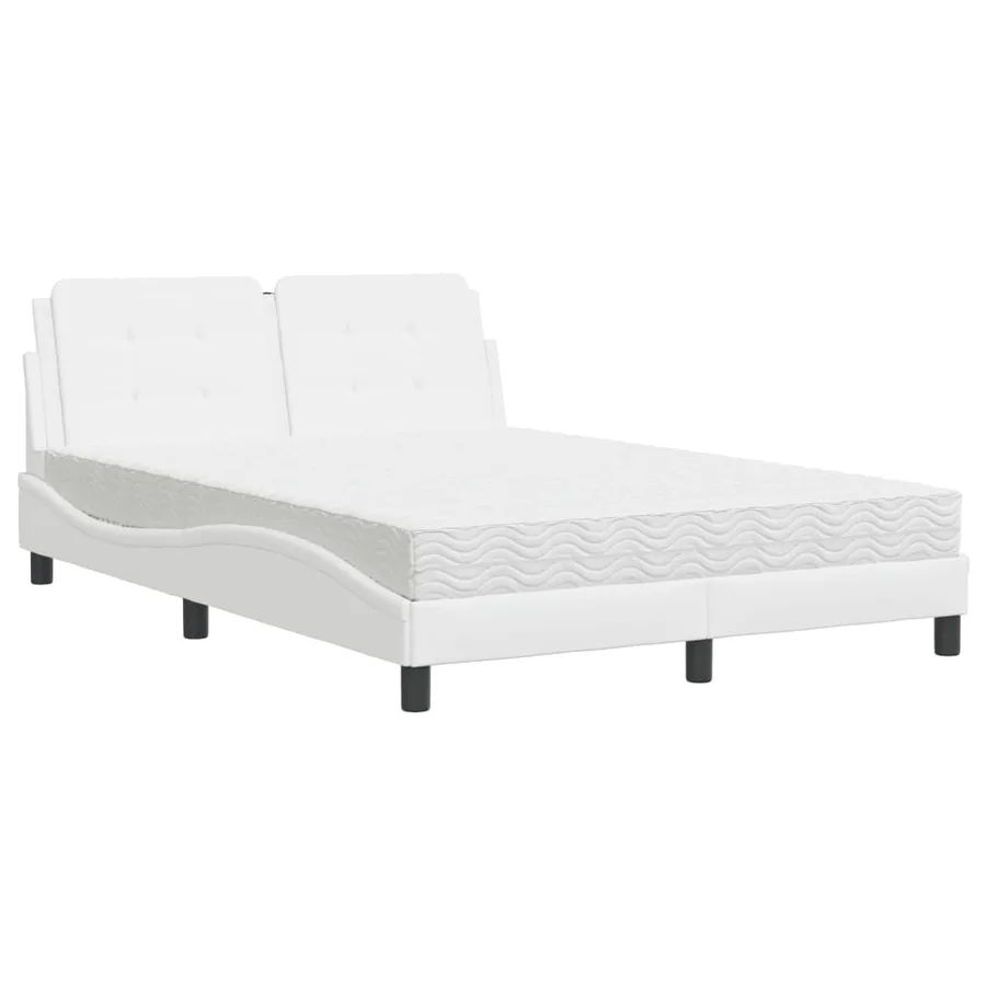 Cadre de lit sans matelas Zadar blanc 140x190 cm similicuir - 2