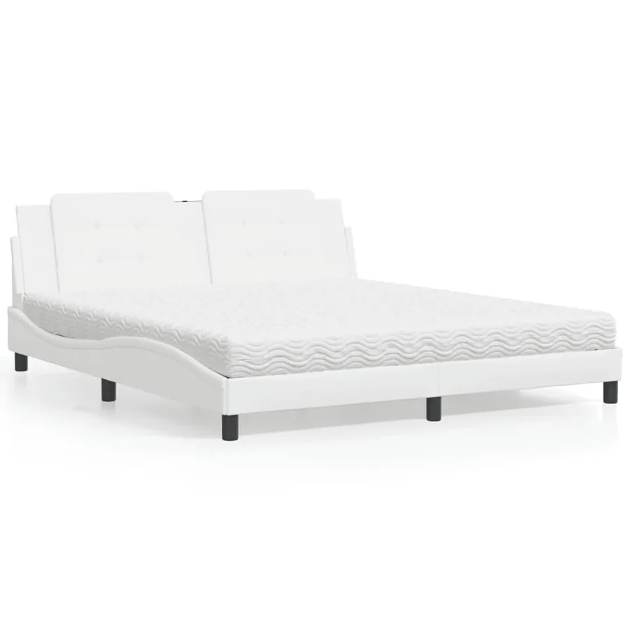Lit avec matelas Zadar blanc 180x200 cm similicuir