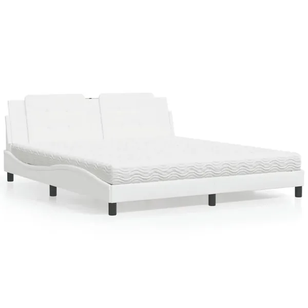 Lit avec matelas Zadar blanc 180x200 cm similicuir