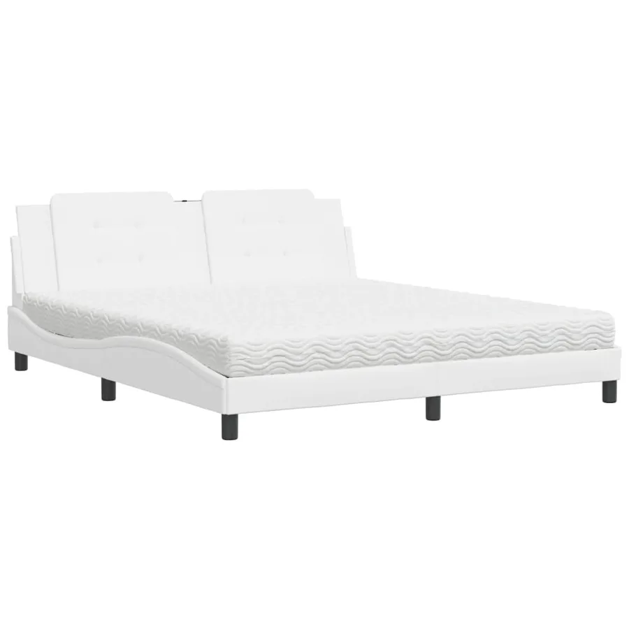 Lit avec matelas Zadar blanc 180x200 cm similicuir - 2