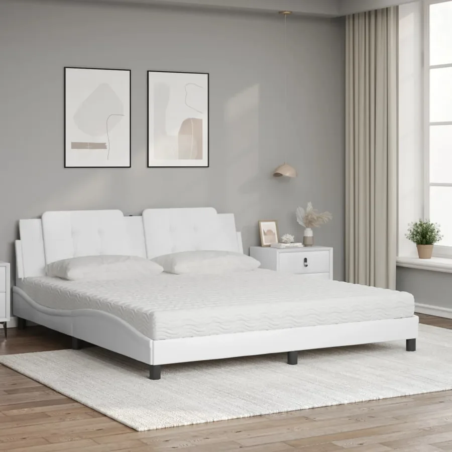 Lit avec matelas Zadar blanc 180x200 cm similicuir - 3