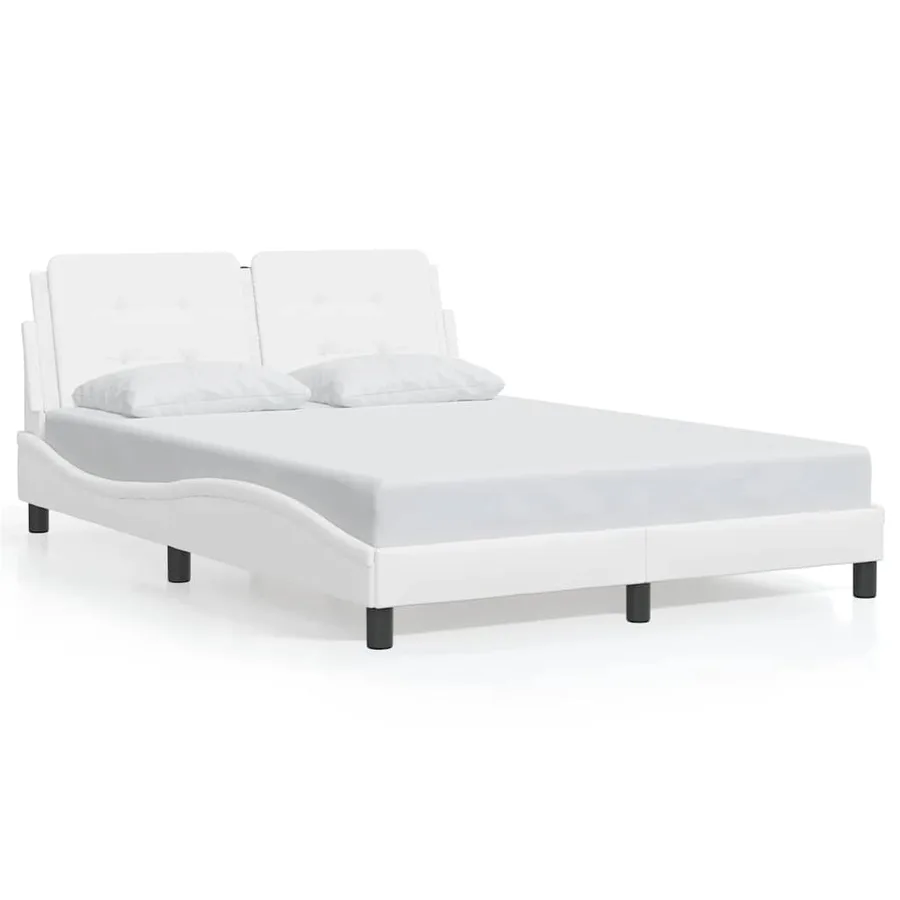 Cadre de lit sans matelas Zadar blanc 140x190 cm similicuir - 2