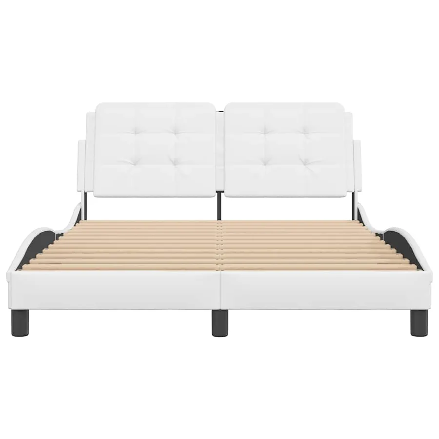 Cadre de lit sans matelas Zadar blanc 140x190 cm similicuir - 4