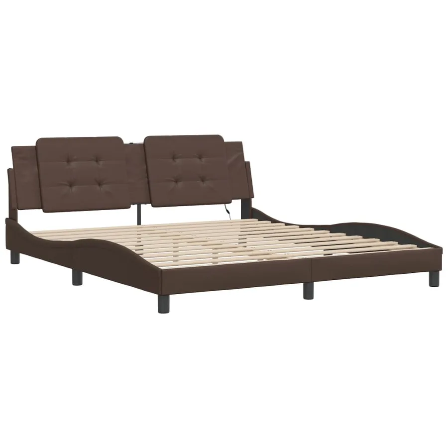 Cadre de lit avec LED sans matelas Zadar marron 160x200 cm - 3