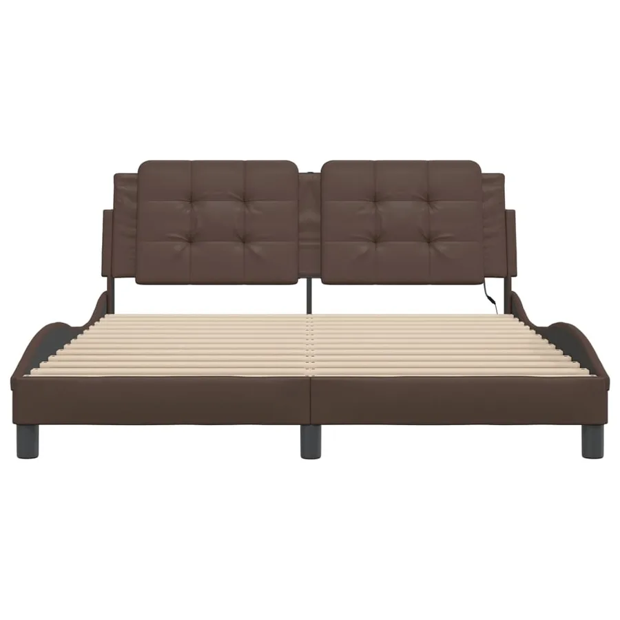 Cadre de lit avec LED sans matelas Zadar marron 160x200 cm - 6