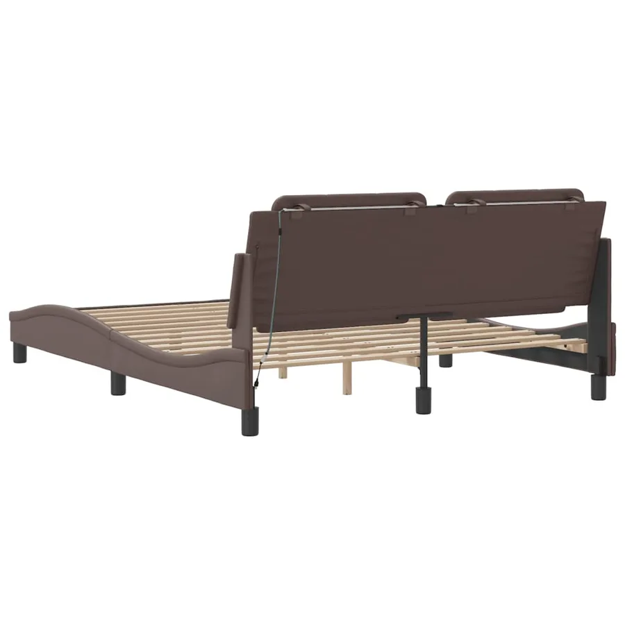 Cadre de lit avec LED sans matelas Zadar marron 160x200 cm - 9