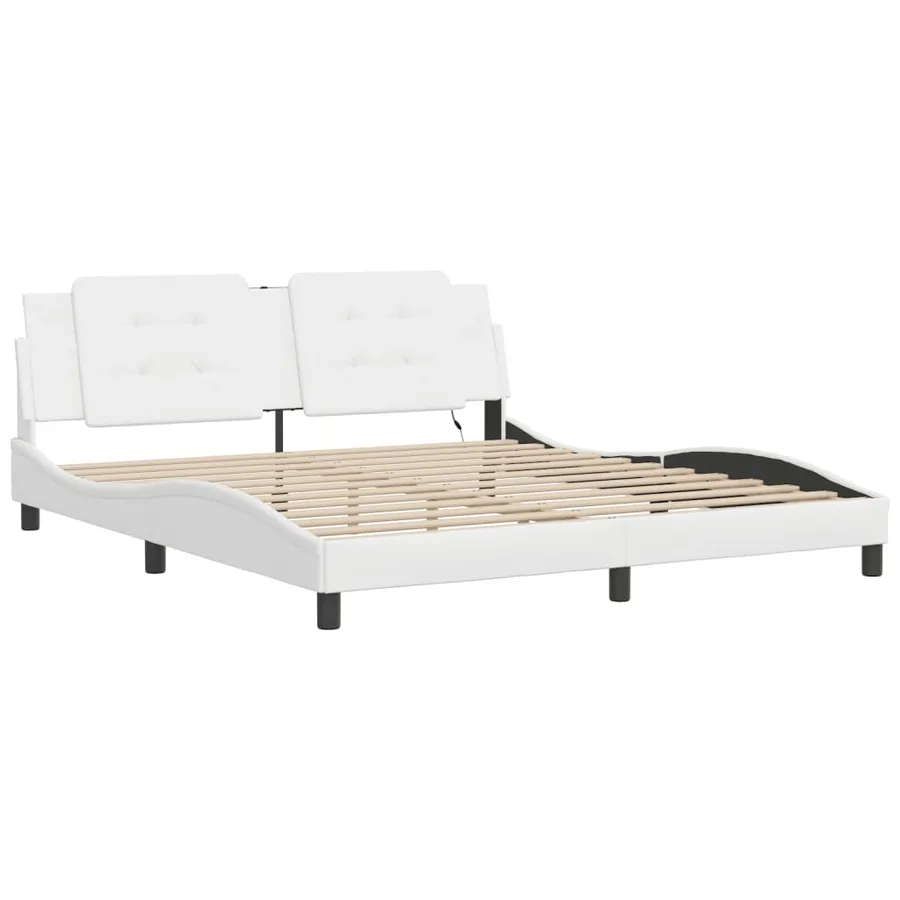 Cadre de lit avec LED sans matelas Zadar blanc 180x200 cm - 3
