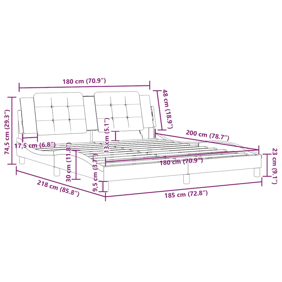Cadre de lit sans matelas Zadar blanc 180x200 cm similicuir - 12