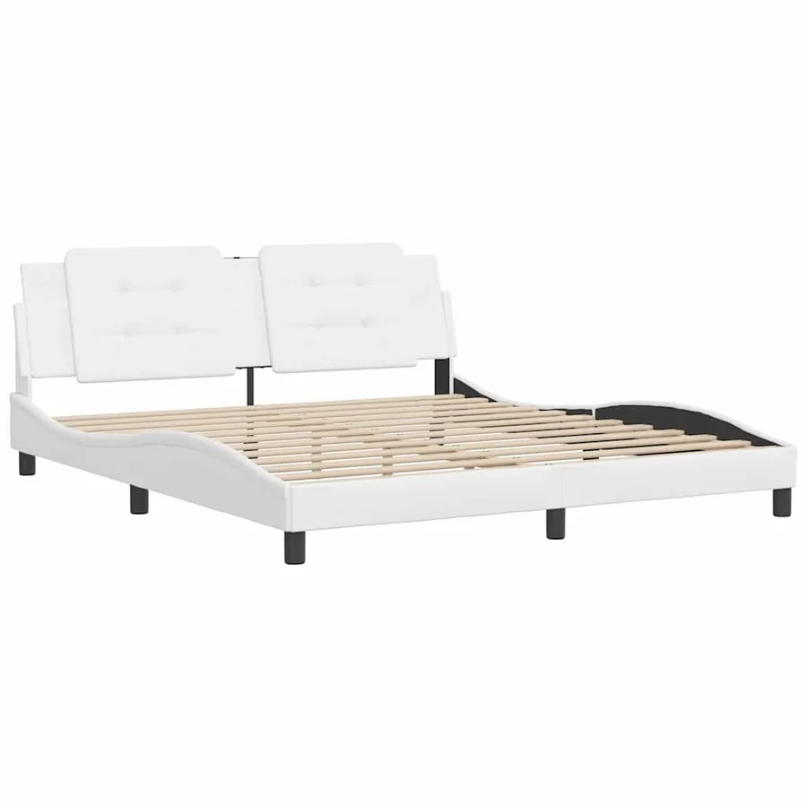 Cadre de lit sans matelas Zadar blanc 180x200 cm similicuir - 3