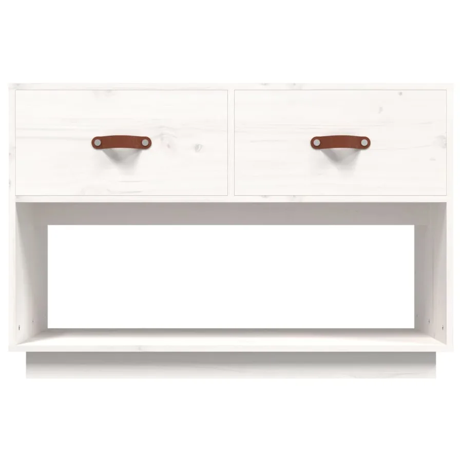 Meuble TV Blanc 90x40x60 cm Bois de pin massif - 6