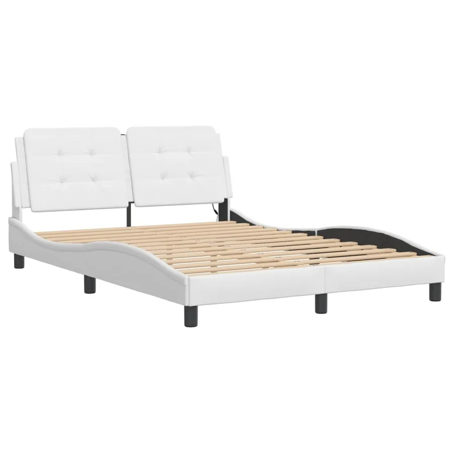 Cadre de lit avec LED sans matelas Zadar blanc 140x190 cm - 3