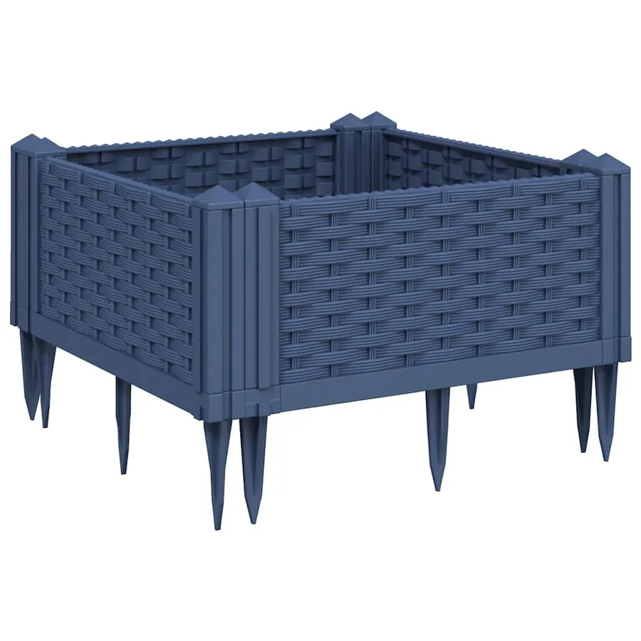 Jardinière avec piquets bleu gris 42,5x42,5x28,5 cm PP - 2